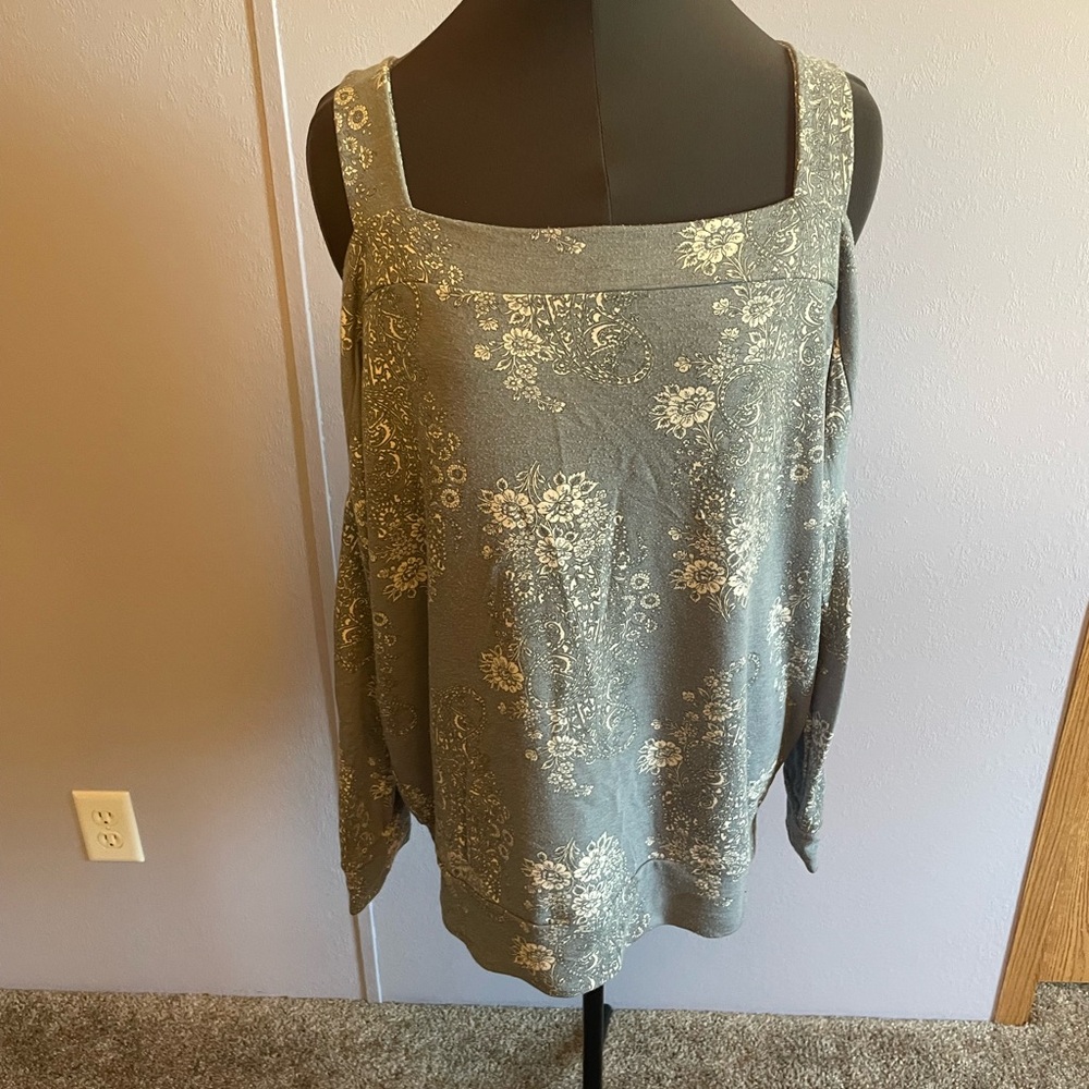Paisley Floral Cold Shoulder Sweater